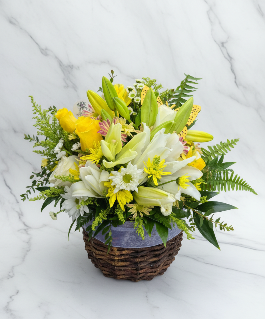 Spring basket in yellow